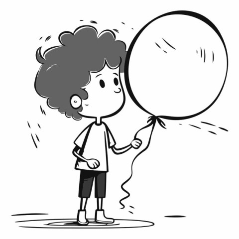 Cartoon of a boy holding a big balloon.