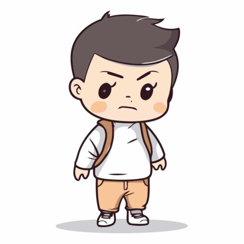 Upset little boy cartoon character in a flat style.