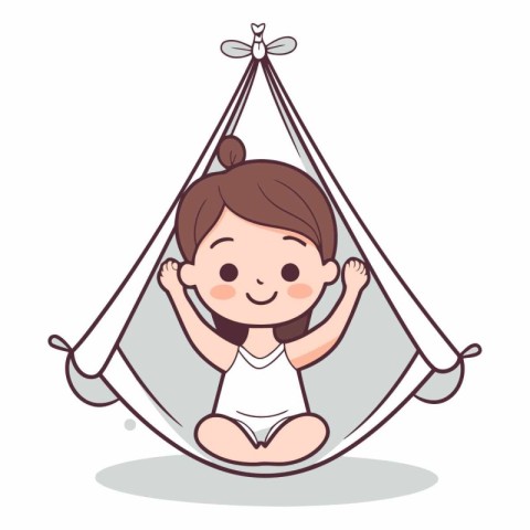 Cute little baby girl in a hammock.