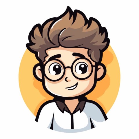 Vector illustration of a boy in glasses with a smile on his face