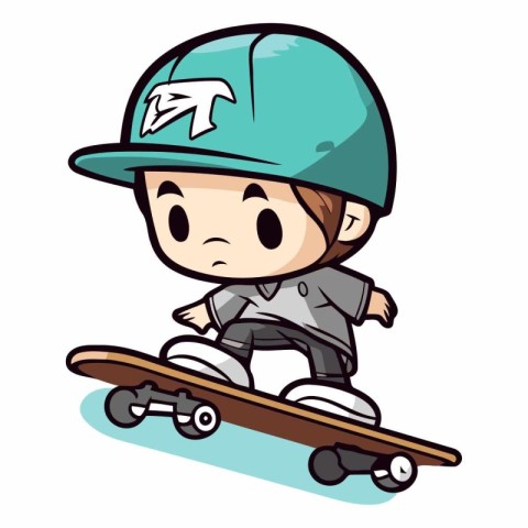 Boy riding skateboard on white background. Eps 10.