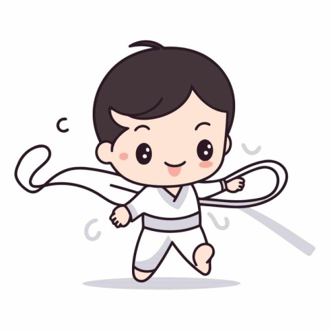 Cute karate boy cartoon character vector design.