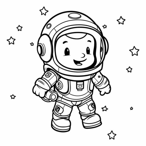 Coloring book for children: astronaut in space suit