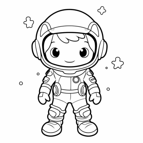 Coloring book for children: astronaut in spacesuit