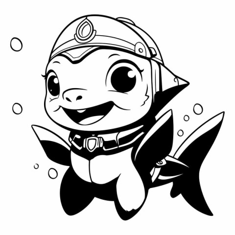 illustration of a cute little turtle in a helmet and goggles on