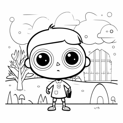 Coloring book for children: boy in the park