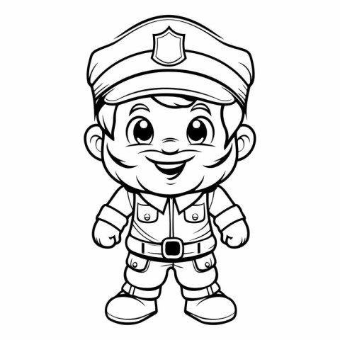 Cute Cartoon Policeman Mascot Character Vector Illustration.