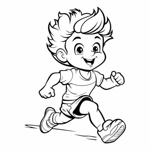 Cute little boy running. sketch for your design