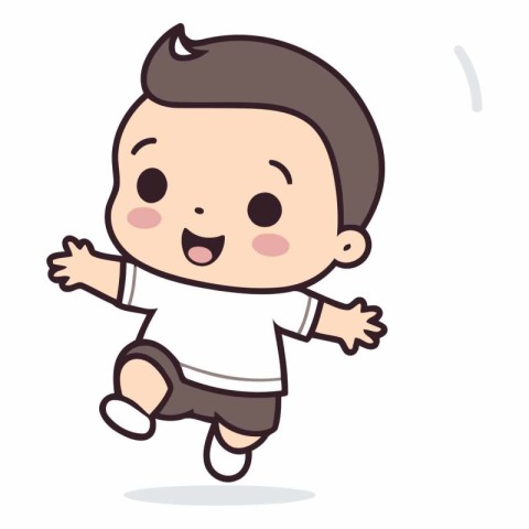 Happy baby boy running cartoon character vector illustration. Si