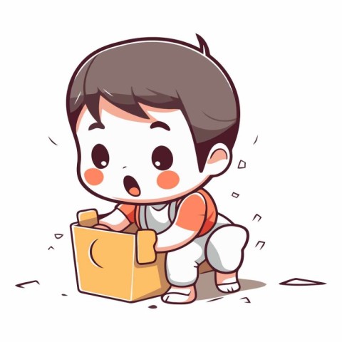 Illustration of a Cute Little Boy Carrying a Briefcase