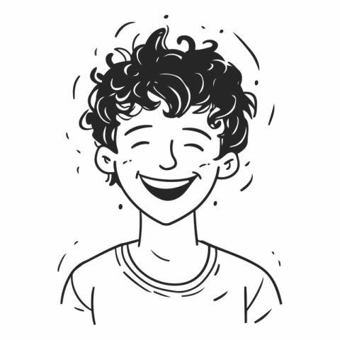 Smiling boy. Vector hand drawn illustration in doodle style.