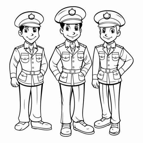 Police officers in uniform. Coloring book for children.