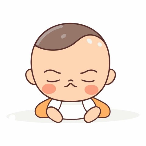 Cute little baby boy cartoon character vector illustration. Cart