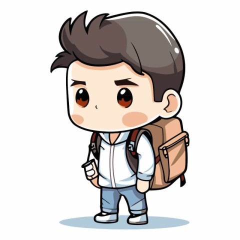 Cute school boy with backpack of a school boy.