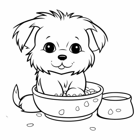 Coloring Page Outline Of Cute Puppy.