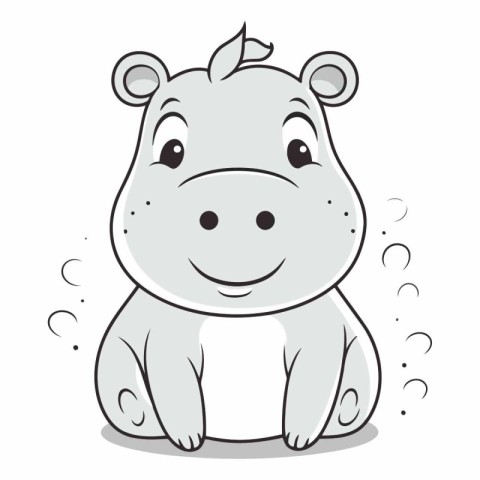 Illustration of a Cute Hippo Sitting on a White Background