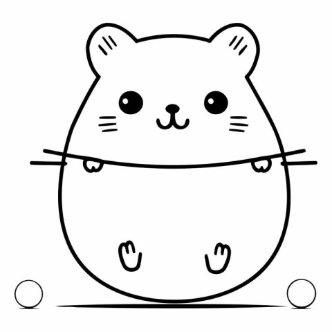 Cute hamster. Black and white vector illustration for coloring b