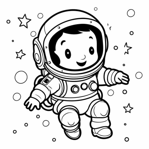 Coloring book for children: Astronaut in space