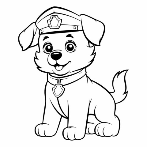 Black and White Cartoon Illustration of Cute Puppy Dog Coloring