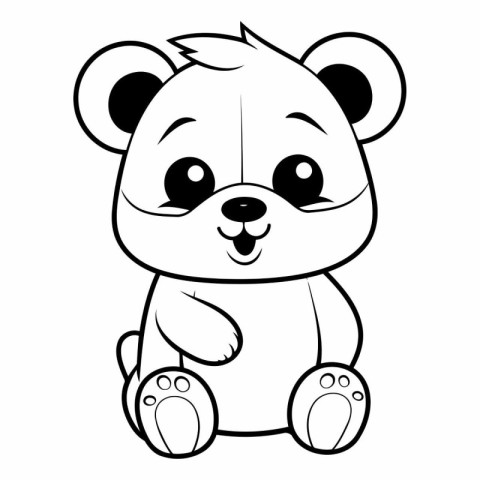 Cute cartoon bear. Black and white vector illustration for color