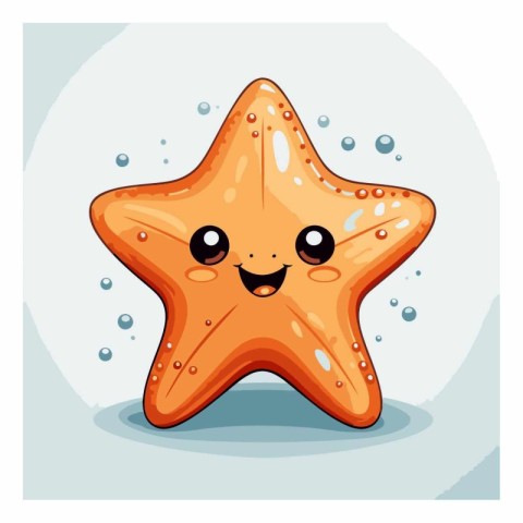 Cute starfish isolated on white background. Vector cartoon chara