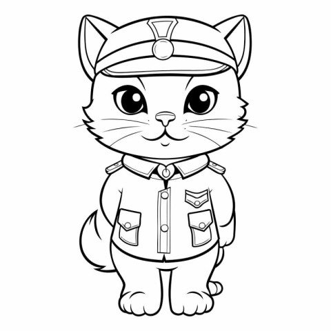 Illustration of a Cute Cartoon Cat in a Pilot's Hat