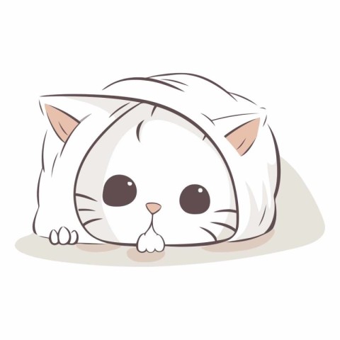 Illustration of a Cute White Cat Wearing a Bandage