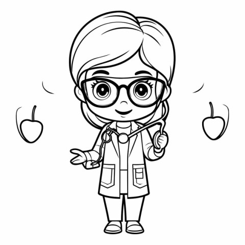 Cute little girl with glasses and a stethoscope.