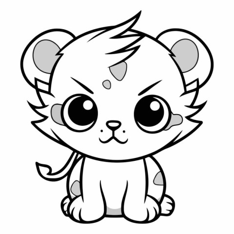 Cute cartoon lion isolated on a white background.