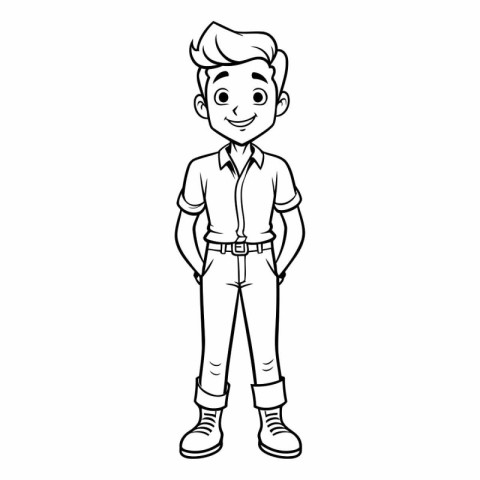 Vector illustration of a boy in casual clothes. Cartoon style.