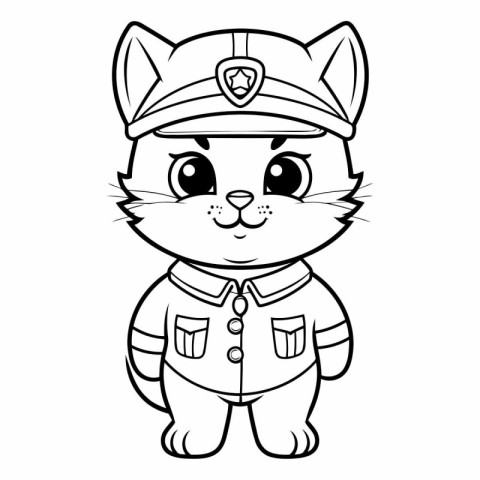 Coloring book for children: Cat in a military uniform