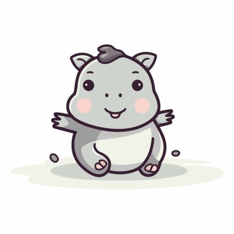 Cute rhinoceros cartoon character. Vector flat design illustrati