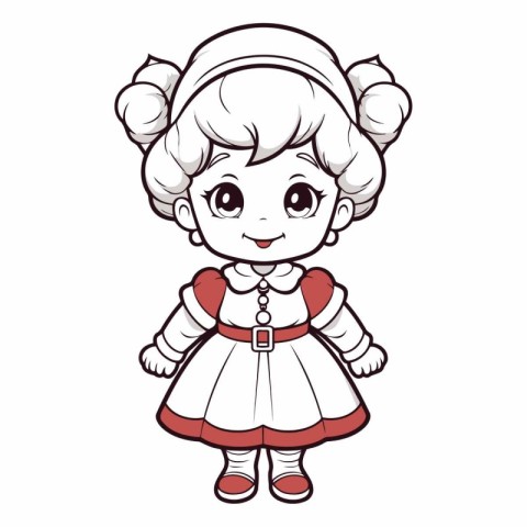 Cute cartoon girl in russian folk costume.