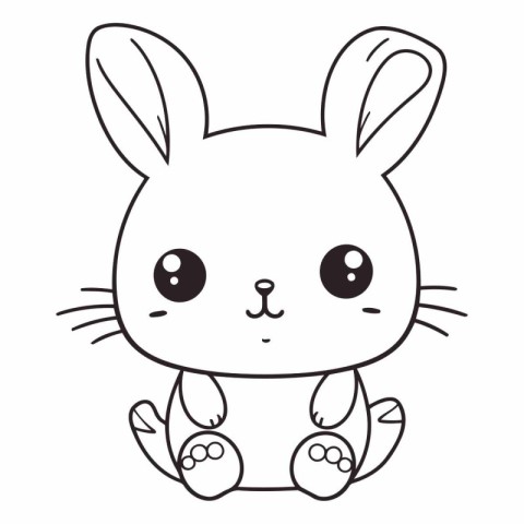 cute little rabbit character vector illustration designicon vect