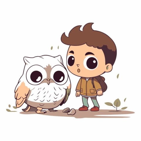 Cute cartoon boy and owl for your design.