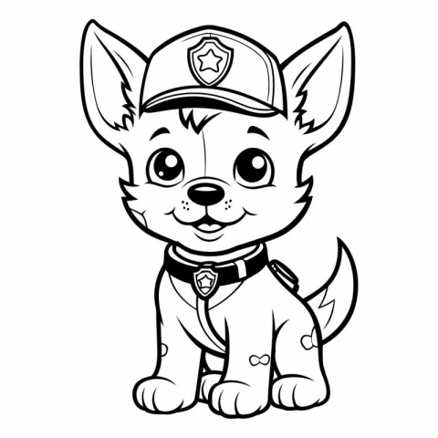 Cute Cartoon Police Dog Mascot Character.