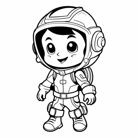 Astronaut Boy Cartoon Mascot Character Vector Illustration.