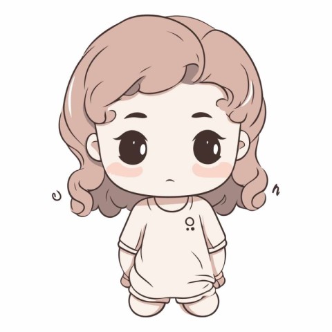 Vector illustration of a little girl in a pajamas on a white bac