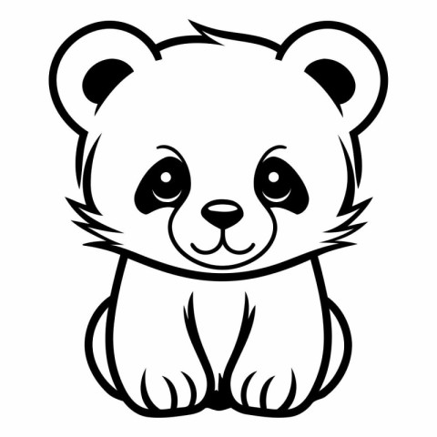 Black and White Cartoon Illustration of Cute Panda Animal Charac