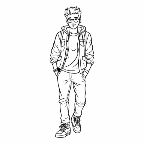 Hipster young man in casual clothes cartoon vector illustration