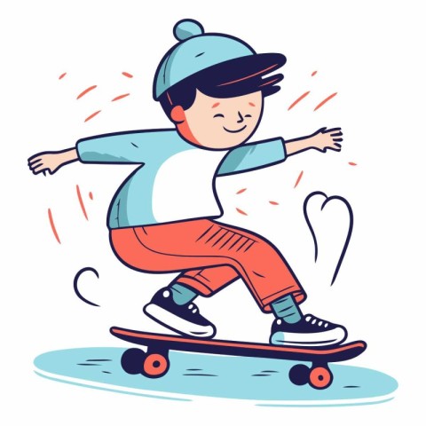 Skateboarder boy riding on a skateboard.