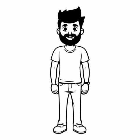 young man with beard cartoon vector illustration graphic design