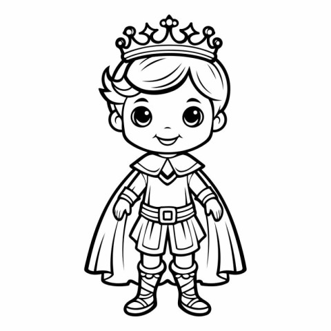 Coloring Page Outline of a Cute King Cartoon Character Vector Il