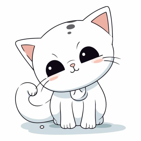 Cute cartoon cat isolated on a white background.