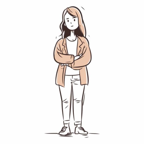 Young woman standing with arms crossed of a girl.