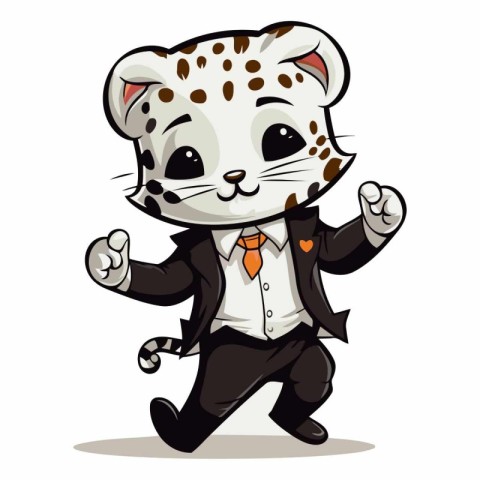 Cute cartoon leopard in a business suit and tie