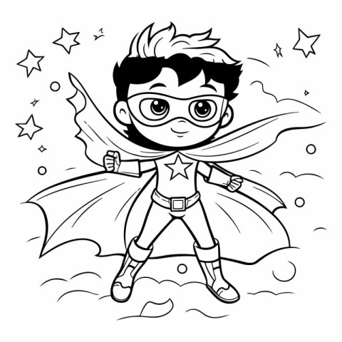 Coloring Page Outline Of Cartoon Superhero Boy Vector Illustrati