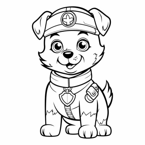 Black and White Cartoon Illustration of Cute Puppy Dog Animal Ch