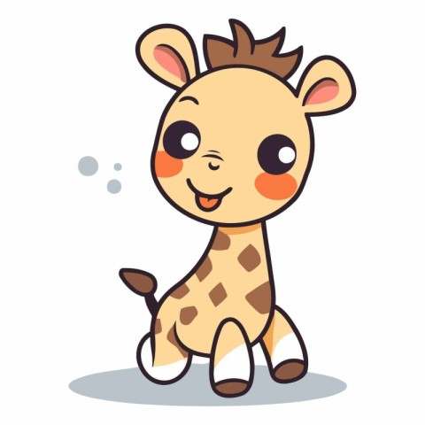 Cute giraffe character vector illustration. Cute cartoon giraffe