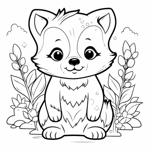 Coloring Page Outline Of Cute Fox.